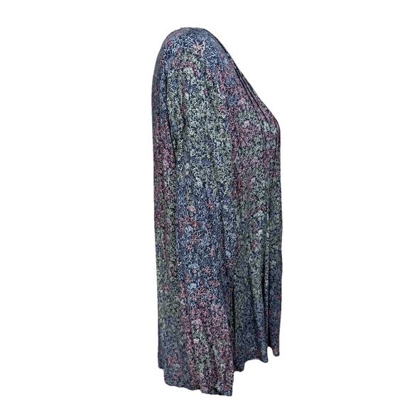 Lucky Brand Women's Top Plus Sz 1X Blue Floral Ombre' Lightweight Long Sleeves - Picture 5 of 16